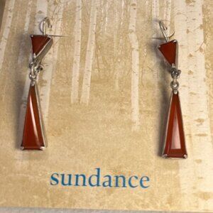 Sundance Carnelian Triangle Earrings – new in box